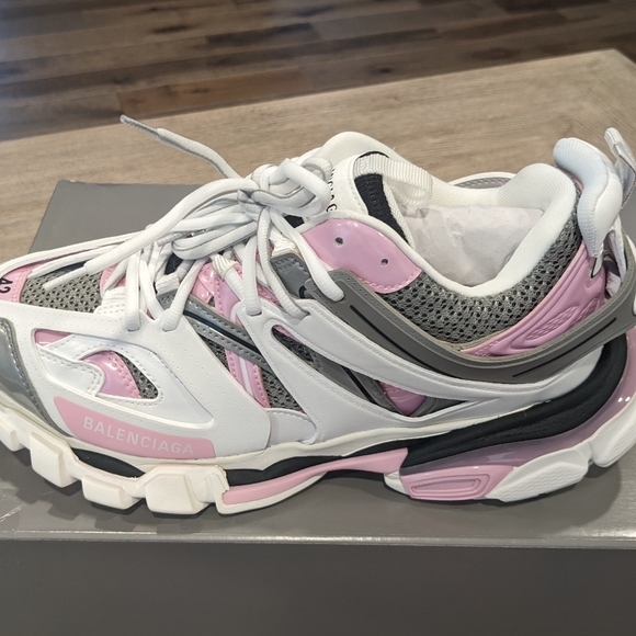 Men's Balenciaga "Track" Caged Mesh Sneakers White/Pink/Gray - Picture 6 of 8